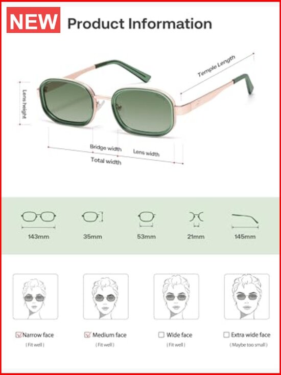 Trendy Rectangle Polarized Sunglasses with UV Protection
